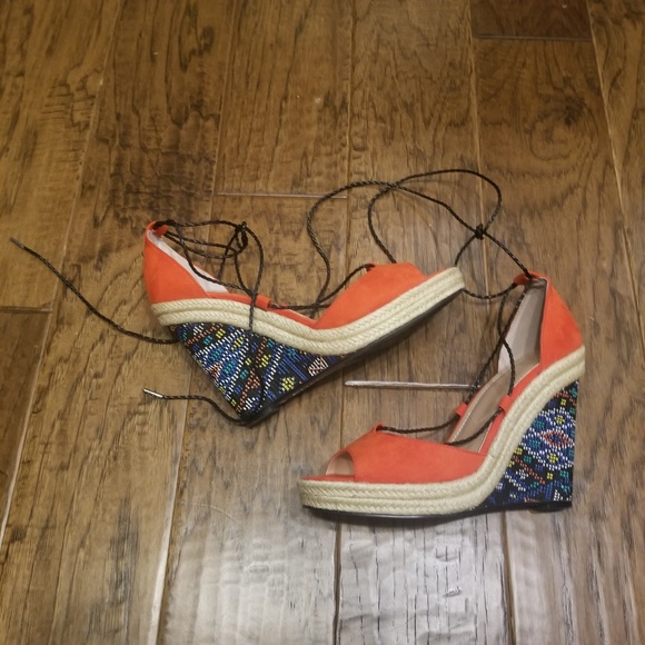 Charles David Shoes - LaceUp Espadrille Wedge 9.5